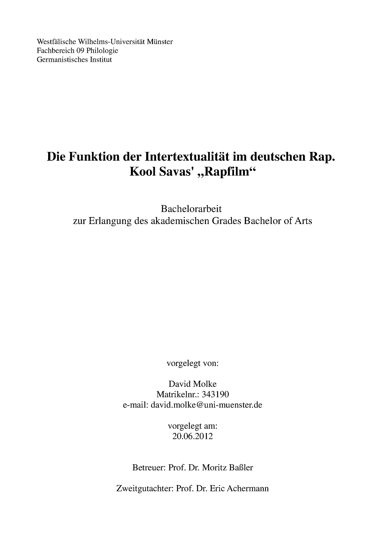 bachelor thesis deckblatt vorlage